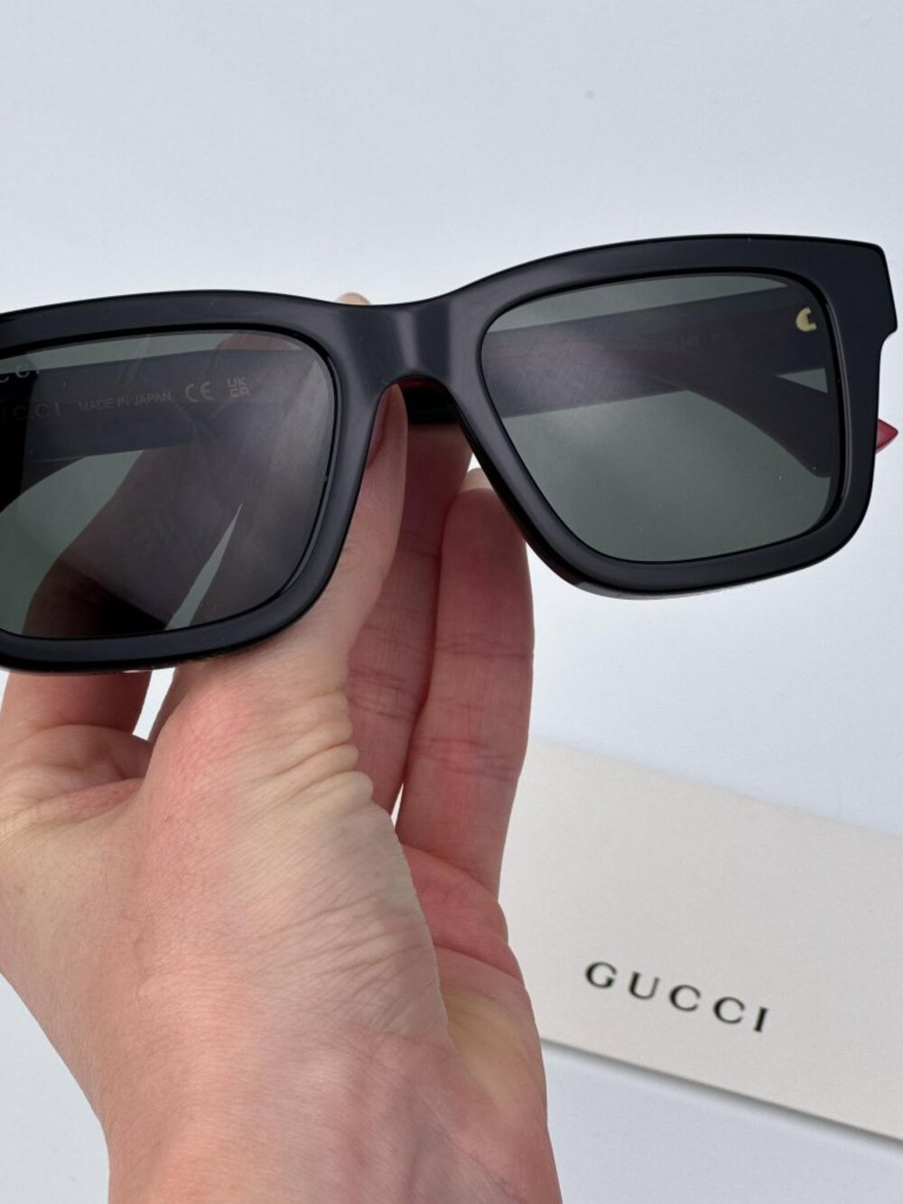 GUCCI GG1869S 001 BLACK GREEN GREY SQUARE SUNGLASSES